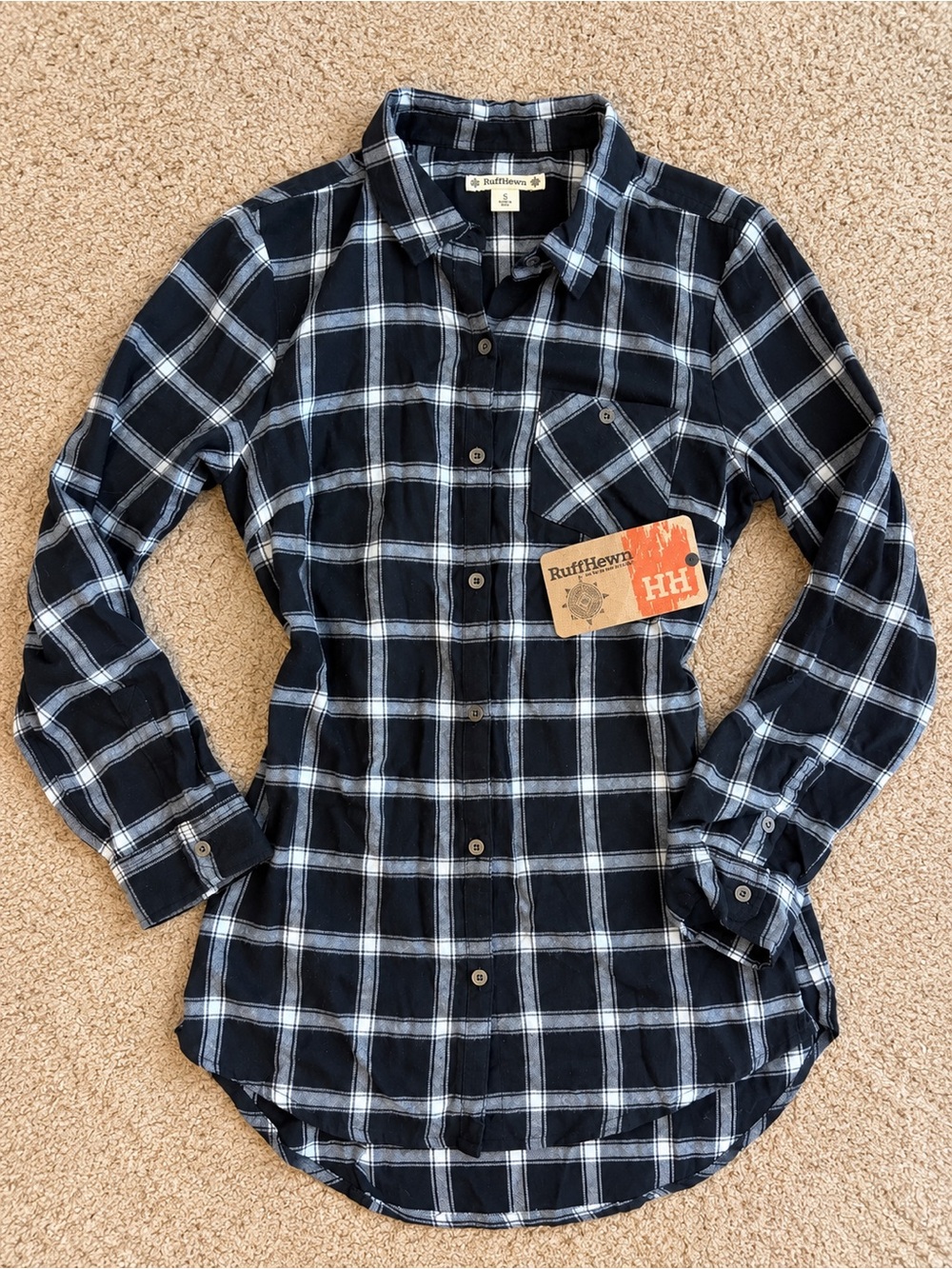 Ruff Hewn Black & White Plaid Button-Down Shirt – Size S